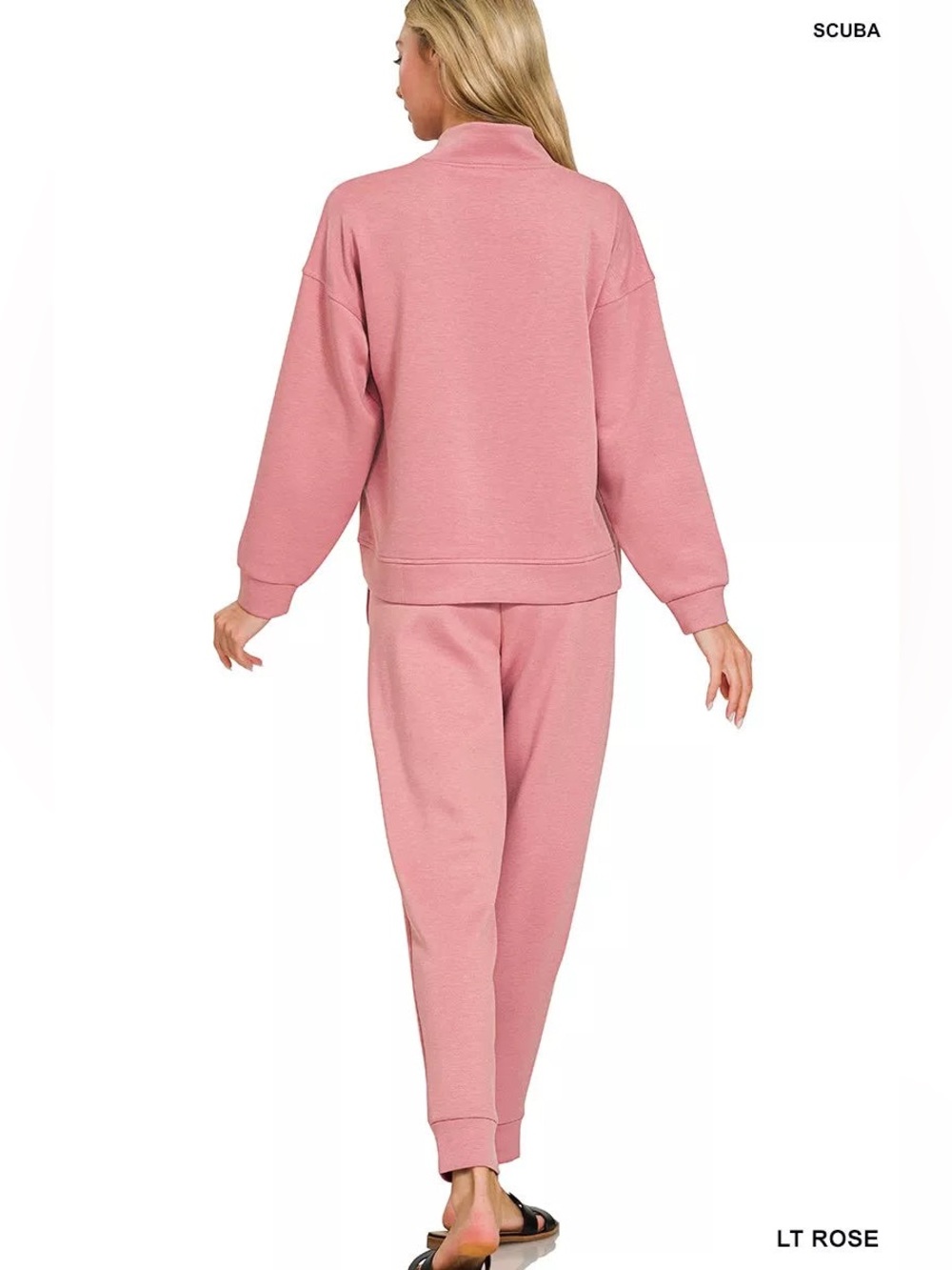Zenana Scuba Half Zip Pullover and Jogger Set - Picture 2 of 6